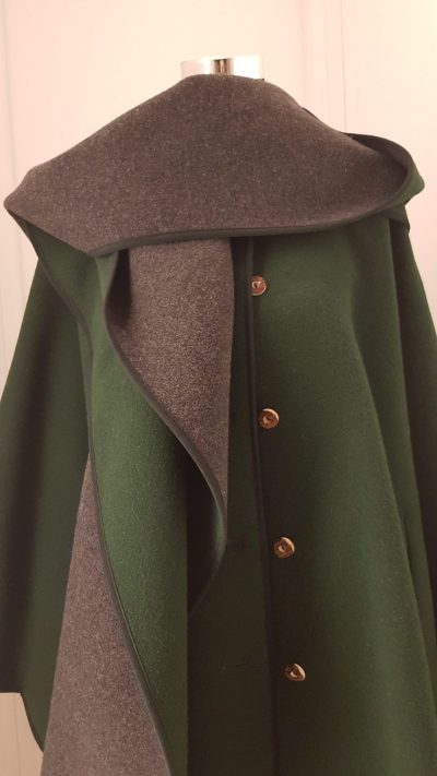 Mantel, Cape, grün, grau