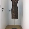 Edles Pailletten Cocktailkleid in braun mit langem Zippverschluss im Rücken,Sportrücken, gerade geschnittener Rock, knielang, mit Lederbolero