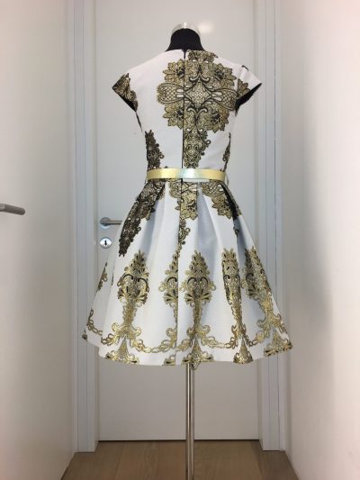 Cocktailkleid, weiß/gold, Fervente