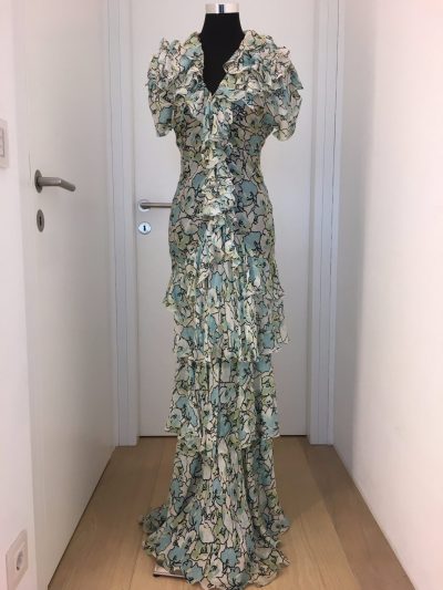 Ballkleid, grün, weiß, Roberto Cavalli