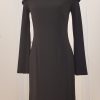 Edles schwarzes Cocktailkleid mit Boatcut Ausschnitt und langen Ärmeln