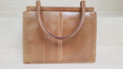 Handtasche, Krokoleder, beige