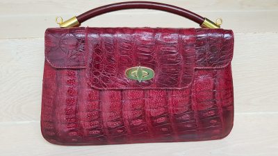 Handtasche, Krokoleder, rot