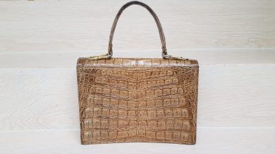 Handtasche, Krokoleder, beige