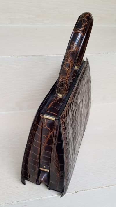 Handtasche, Krokoleder, braun