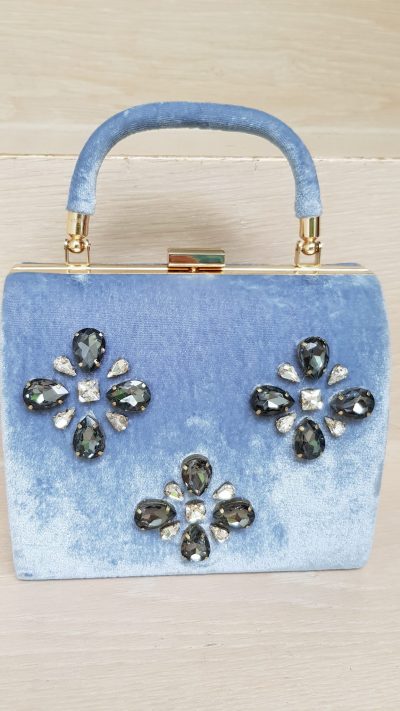 Handtasche, blau, Samt