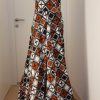 Langes Ethnokleid mit geometrischen Mustern, Bustier, bodenlang