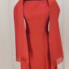 Rotes Seiden Couturekleid, knielang, ärmellos