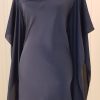 Nachtblaues asymmetrisches kurzes Cocktail-/Businesskleid mit Gürtel