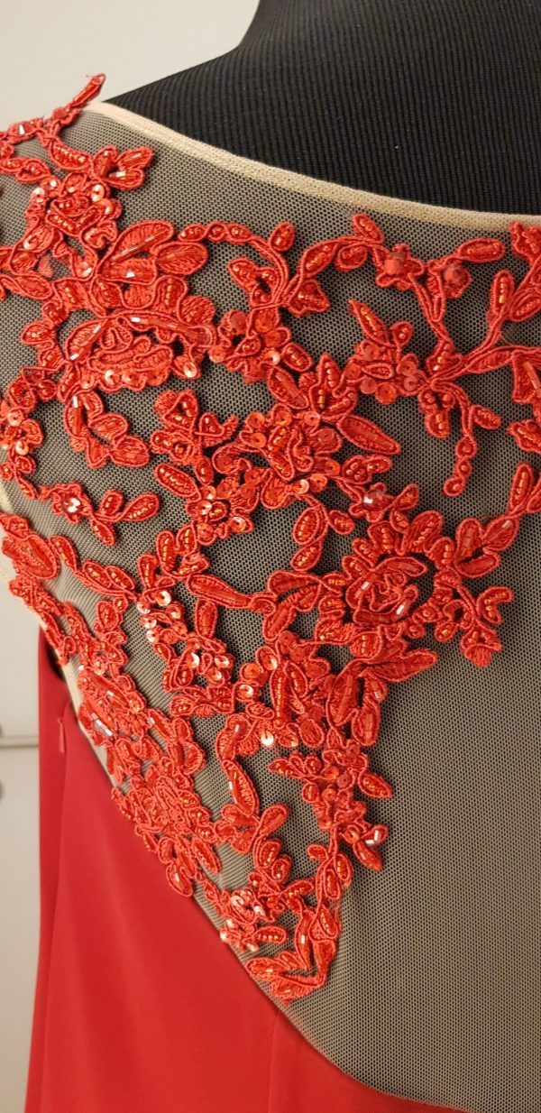 Ballkleid, Erika Süss, rot, bodenlang, angschnittene Ärmel
