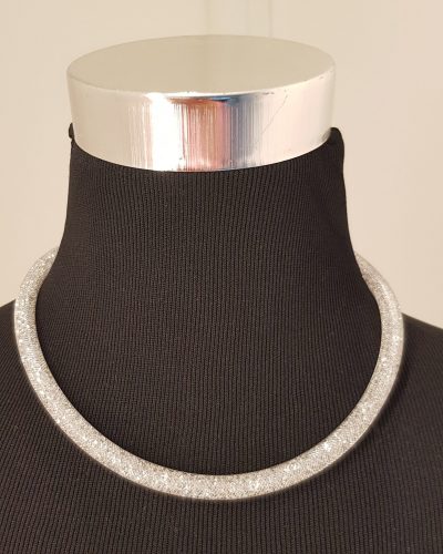 Halskette, silber, blau, Swarovski